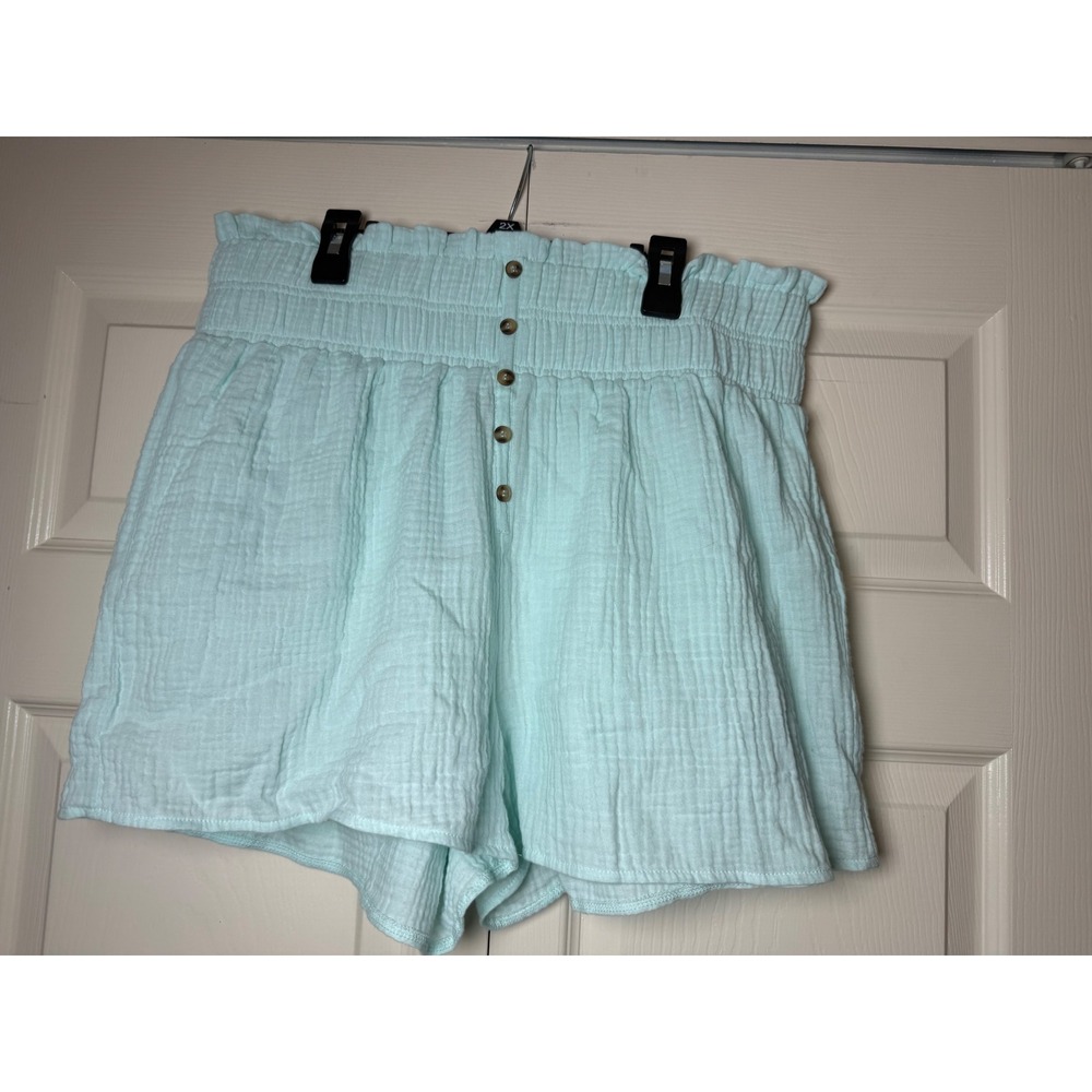 Simply Southern Ice Mint High Waist‎ Shorts Medium/Large 100% Cotton